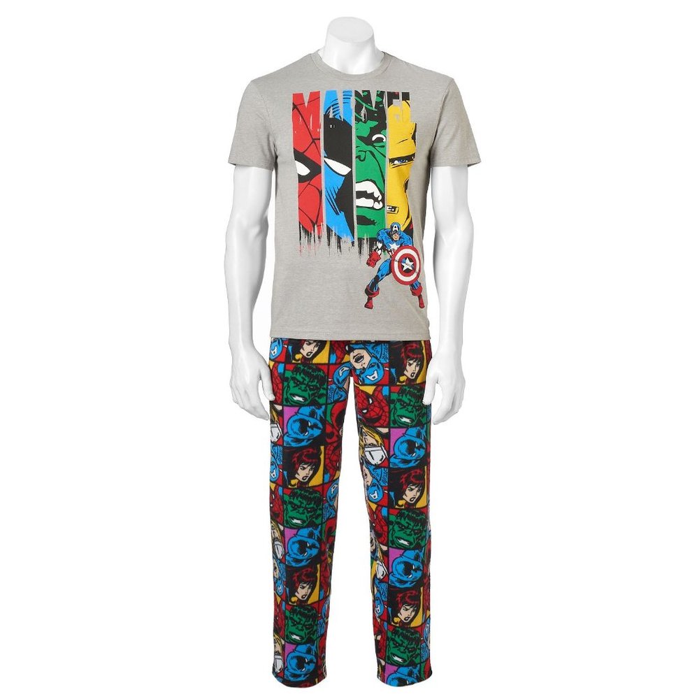 New! Marvel Avengers Pajamas 2-Piece Sleep Set T-Shirt & Fleece Pants